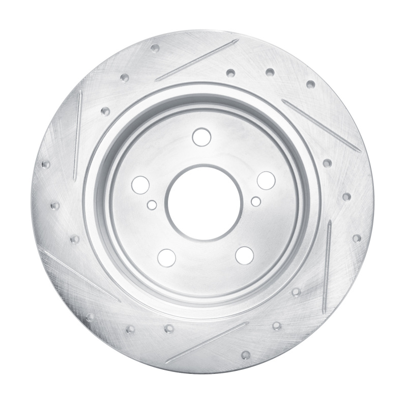 Lexus ES250 Brake Rotor (1) - Rear Right - R1 Concepts - Drilled & Slotted - Silver - `15-`25